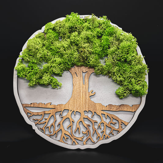 Wandbild Baum des Lebens aus Konservierten Islandmoos | Flachmoos | nachhaltig  produziert in Deutschland
