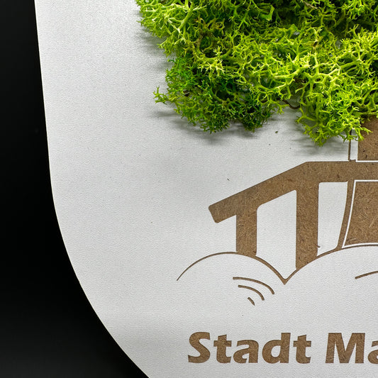 Wandbild Mainburg 84048 Wappen aus Holz, mit Islandmoos | nachhaltig produziert in Deutschland