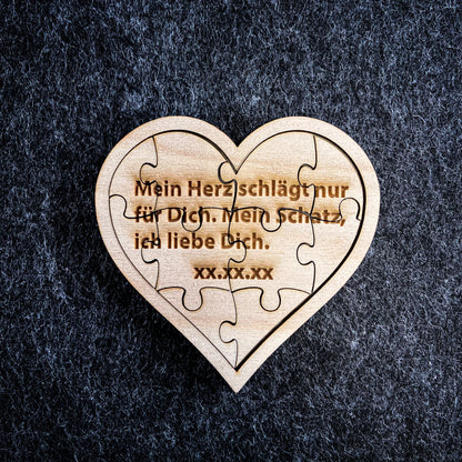 Herzpuzzle zum Personalisieren/lasergravieren (aus Holz/nachhaltig produziert)