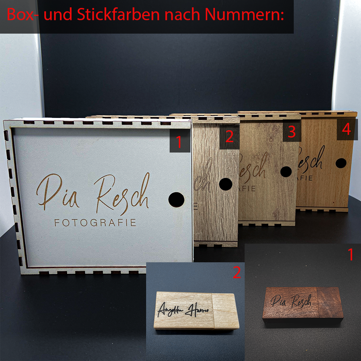 Personalisierbare Fotobox mit USB-Stick | aus Holz |  Laser Cut-Gravur | nachhaltig produziert in Deutschland